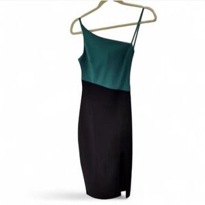 Green Asymmetrical Sheath Dress for Cocktail Nights